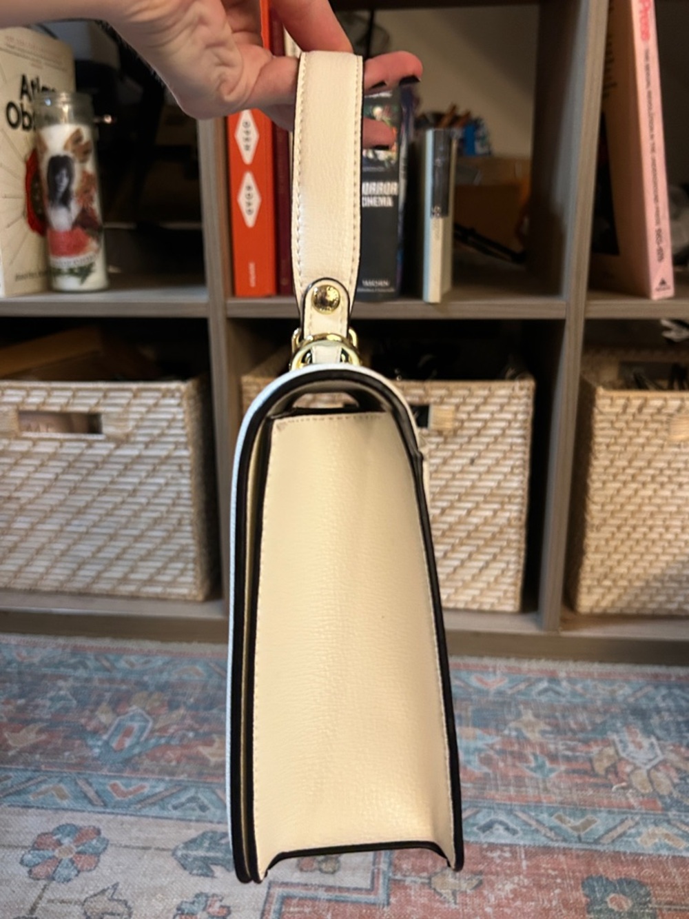 KARL LAGERFELD Legacy Simone White Crossbody Bag Top Handle Color Logo LIKE NEW - Picture 12 of 16